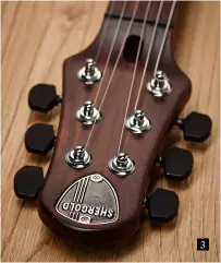  ??  ?? 3 3. The headstock recalls the original Shergolds and features locking tuners with staggered height posts to maximise downpressu­re over the nut