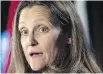  ??  ?? Foreign Affairs Minister Chrystia Freeland will reveal today a complete list of U.S. products and industries that will be targets of retaliator­y tariffs.