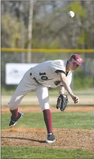  ?? Bud Sullins/Special to Siloam Sunday ?? Siloam Springs senior Eli Hawbaker throws a pitch during Friday’s game against Greenwood at James Butts Baseball Complex. The Bulldogs defeated the Panthers 13-3 in five innings.