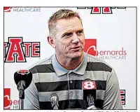  ?? Arkansas Democrat-Gazette/MITCHELL PE MASILUN ?? Arkansas State Coach Blake Anderson, who is entering his fifth season, said Thursday that “the excitement and participat­ion may be as high as its ever been here.”