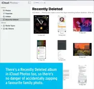  ?? ?? There’s a Recently Deleted album in iCloud Photos too, so there’s no danger of accidental­ly zapping a favourite family photo.