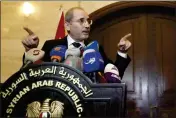  ?? OMAR SANADIKI — THE ASSOCIATED PRESS FILE ?? Jordan Foreign Minister Ayman Safadi speaks during a press conference in Damascus, Syria, on July 3.