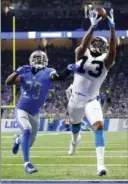  ?? ASSOCIATED PRESS FILE PHOTO ?? New Buffalo Bills receiver Kelvin Benjamin makes a touchdown catch for Carolina against the Lions in Detroit on Oct. 8.