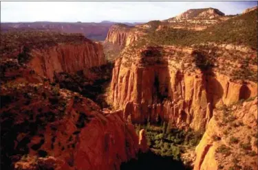  ?? DOUGLAS C. PIZAC — THE ASSOCIATED PRESS FILE ?? In this undated file photo, the Upper Gulch section of the Escalante Canyons within Utah’s Grand Staircase-Escalante National Monument features sheer sandstone walls, broken occasional­ly by tributary canyons. Utah has long stood out for going far beyond other Western states in trying to get back control of its federally protected lands. When President Donald Trump on Monday announces he’s going to shrink two national monuments in the state, his warm welcome will stand out in a region that is normally protective of its parks and monuments.