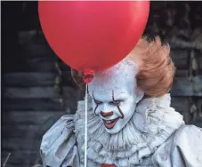  ??  ?? Evil clown Pennywise (Bill Skarsgård) threatens the kids of Derry every 27 years in the new adaptation of Stephen King’s It.