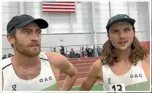  ?? GETTY IMAGES ?? Geordie Beamish wins the Prefontain­e Classic internatio­nal mile last August in Oregon. Above: Beamish with training partner Ollie Hoare, of Australia, the No 4-ranked 1500m runner in the world.