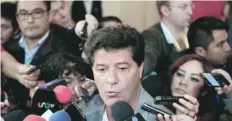  ?? — Reuters ?? Jerry Dias, President of Canada’s Unifor Union talks to the media during the second round of NAFTA talks in Mexico City.