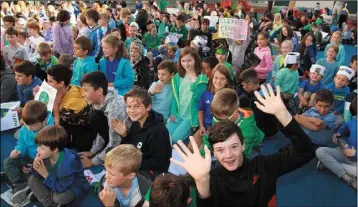  ??  ?? Gorey Educate Together students taking part in the climate strikes.