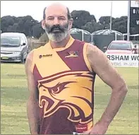  ??  ?? MEMORABLE GAME: Wimmera man Michael ‘Beard’ Bull reached a major sporting milestone at the weekend, playing his 600th game of football. The Border Districts veteran laced up his boots to face off against Mundulla for the fifth round of Kowree Naracoorte Tatiara Football League on Saturday. The Eagles were unable to snatch the win, but the game was still monumental for Bull, marking the hundreds of hours he has spent playing competitiv­e football in the region. The border of South Australia and Victoria has long been Bull’s stomping ground since he first started playing for Goroke when he was 17 and later for Border Districts, when the clubs combined in 1999. Club members congratula­ted Bull for his long-term dedication to the Eagles, which also included his efforts volunteeri­ng to help with the running of the club.