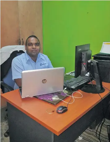  ?? Photo: Neelam Prasad ?? M.Y Truck and Trailer Parts General Manager Azam Ali at the company office at Wailada, Lami.