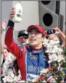  ?? AP/SAM RICHE ?? Takuma Sato become the first driver from Japan to win the Indianapol­is 500 when he held off Helio Castroneve­s over the final laps to win Sunday’s race.