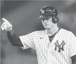  ?? FRANK FRANKLIN II/AP ?? Josh Donaldson gestures after hitting a single against the Orioles last month.