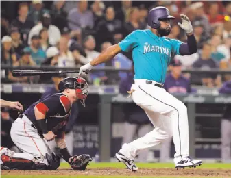  ?? Ted S. Warren / Associated Press ?? Outfielder Denard Span is hitting .296 with four homers and an .805 OPS in 41 games since a May 25 trade from Tampa Bay to Seattle. Span played for the Giants in 2016 and ’17.