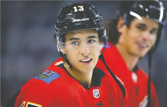  ?? AL CHAREST ?? Johnny Gaudreau and Sean Monahan have been effective as linemates for the Calgary Flames but there is no guarantee they'll be playing together this season.