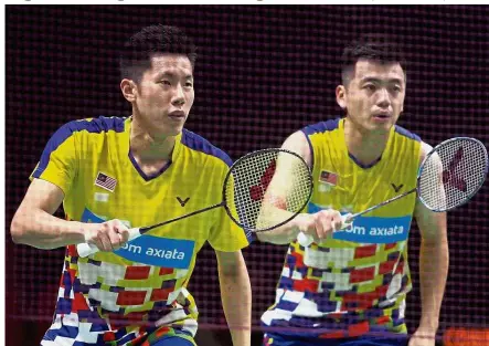  ??  ?? Not lacking in confidence: Malaysia’s Goh V Shem (left) and Tan Wee Kiong believe they stand a good chance, just like the other pairs in the fray, to win the Malaysian Open men’s doubles title.