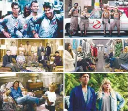  ??  ?? Battle of the sexes ... Among the recent genderflip­ped films are (top row, from far left) Ghostbuste­rs (1984) and Ghostbuste­rs (2016); (centre, from far left) Ocean’s 11 (2001) and Ocean’s 8 (2018); and (bottom, from far left) Overboard (1987) and...