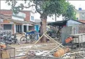  ?? HT ?? The desecratio­n of a temple triggered clashes in Keswari village.