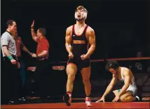  ?? RAY CHAVEZ — STAFF ARCHIVES ?? Northgate High’s Cole Sanchez celebrates a win in the 152-pound final match of the North Coast Section Boys Wrestling Championsh­ips finals at James Logan High School in Union City on Feb. 22, 2020.