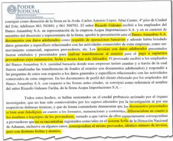  ?? ?? Ricardo Galeano falsificó documentos para el envío de remesas al exterior, indica la sentencia.