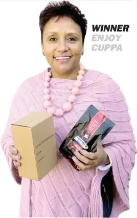  ?? Picture: CHUX FOURIE ?? ENJOY! Claudine Maytham is one of the winners of the EL Coffee Competitio­n currently being hosted in conjunctio­n with Tiso Blackstar Community Newspapers which includes The Rep. If you would like to enter, go to The Rep facebook page or join our...