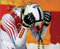  ?? CHRISTOPHE ENA — THE ASSOCIATED PRESS ?? Lindsey Vonn reacts in the finish area after competing in women’s super-G in Jeongseon, South Korea, Saturday. the