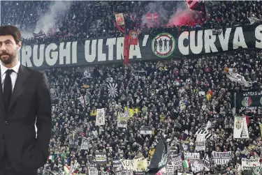  ?? LaPresse ?? Tifosi Il presidente della Juventus Andrea Agnelli e la curva degli ultras