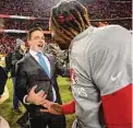  ?? Reed Hoffmann/Associated Press ?? Chiefs general manager Brett Veach, center, celebrates with safety Justin Reid, right, after they beat the Bengals in the AFC championsh­ip game.