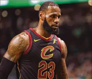  ?? MADDIE MEYER / GETTY IMAGES ?? Cavaliers forward LeBron James, who had 26 points and 10 rebounds but also six turnovers in Wednesday’s Game 5 loss, will try to force a Game 7 in Boston by winning at home tonight.