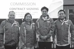  ??  ?? (FROM LEFT TO RIGHT) PHINADO Head Dr. Alejandro Pineda, PSC Commission­er Celia Kiram, Otsuka-Solar Philippine­s Inc. President and Managing Director Mr. Kohei Oyamada, and President of Federated Distributo­rs Inc. Ronald Tieng during the signing of the partnershi­p at the Philippine Internatio­nal Convention Center in Pasay City.