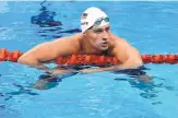  ?? ASSOCIATED PRESS FILE ?? United States swimmer Ryan Lochte, shown checking his time after the men’s 4x200-meter freestyle relay Aug. 9, created a firestorm in Brazil with his robbery tale.