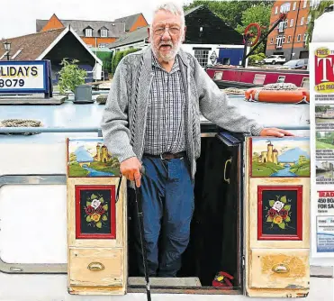  ?? ?? Elder statesman of the canals: John Pinder in the side hatch of
TR,
which he built in 1973.
Towpath Talk’s 2023 edition.
