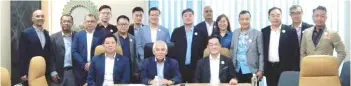  ?? ?? Dr Yusof (seated middle) and members of the business delegation from the Global Confederat­ion of Belt and Road Economic Cooperatio­n.