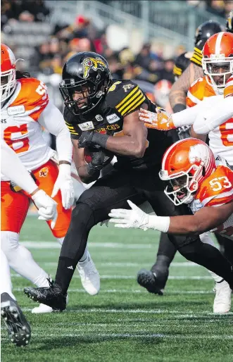  ?? PETER POWER/THE CANADIAN PRESS ?? Hamilton Tiger-Cats wide receiver Bralon Addison had a big game in the CFL East Division semifinal Sunday against the B.C. Lions, finishing with 124 yards in the 48-8 romp.