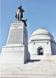  ?? ?? A statue of William Mckinley stands outside his tomb in Canton, near the Mckinley Presidenti­al Library and Museum.