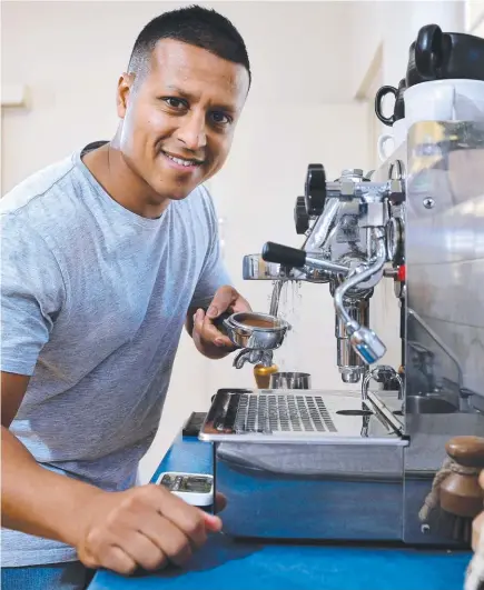  ?? Picture: Mark Brake ?? CREMA THE CROP: Former barista Suresh Meyer saves money by making coffee at home.