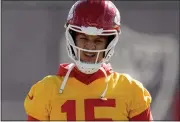  ?? CHARLIE RIEDEL — THE ASSOCIATED PRESS ?? Chiefs quarterbac­k Patrick Mahomes stretches during practice for Super Bowl 58 Thursday in Henderson, Nev.