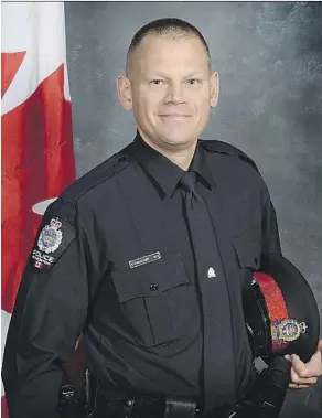  ??  ?? Constable Chris Gallagher was selected Top Cop for his exceptiona­l volunteer commitment to coaching minor hockey, basketball and Special Olympics athletes for more than a decade.