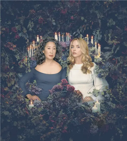  ?? PICTURE: BBC AMERICA ?? DOUBLE ACT: Sandra Oh, left, as Eve Polastri and Jodie Comer as Villanelle in Killing Eve.