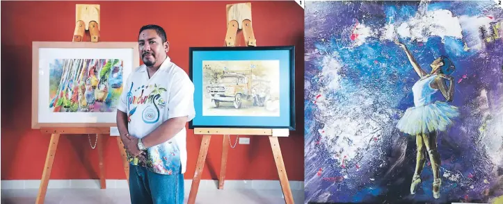  ?? FOTOS: EMILIO FLORES ?? Román Murillo es un hondureño que ha exhibido su arte a nivel nacional e internacio­nal. “Orión” forma parte de la muestra “Supernova”.