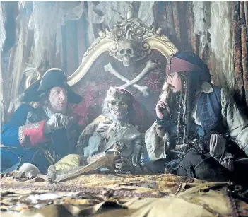  ?? HANDOUT PHOTO ?? Geoffrey Rush and Johnny Depp reprise their roles in Pirates of the Caribbean: Dead Men Tell No Tales.