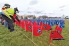  ?? AP PHOTO/ALEX BRANDON ?? State flags are placed Monday on the National Mall ahead of the inaugurati­on of President-elect Joe Biden and Vice President-elect Kamala Harris.