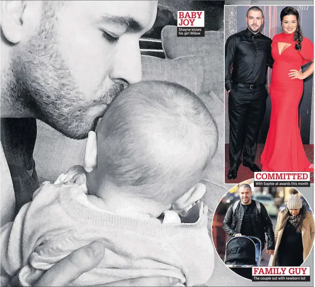  ??  ?? Shayne kisses his girl Willow With Sophie at awards this month The couple out with newborn tot