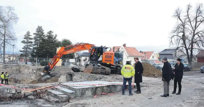  ?? FOTO: VENDY BERG HEGLE ?? BYGGESTART: Arbeidet med å bygge ny kirke på Kjerkehaug­en i Porsgrunn er i gang.