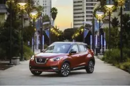  ?? NISSAN ?? The Nissan Kicks is designed to fit the needs of singles or couples looking for unique styling, functional­ity and advanced safety features at an affordable price.