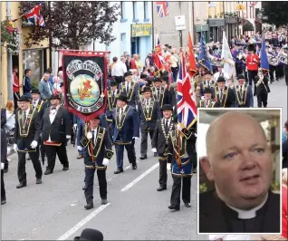  ??  ?? Parades are being rerouted following the attack on Canon Tom White, inset