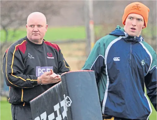  ??  ?? MOVING ON UP: Duaine Lindsay, pictured left during his time at Ellon, now coaches the up-and-coming Polish national team