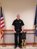  ?? PHOTO PROVIDED ?? Officer Adam Potter retired his partner Canine Bud in September of 2019 due to an unexpected illness. Officer Potter will now be serving the Sheriff’s Office Correction­al Facility with his new partner, a one- yearold German Shepard named Riker.