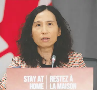  ?? ADRIAN WYLD / THE CANADIAN PRESS ?? Theresa Tam, Canada’s Chief Public Health Officer, gives us basic numbers every day, but she doesn’t give us any sense of the assumption­s under which the government is working — or any sense of an endgame, Chris Selley writes.