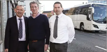  ??  ?? CEO Coach Tourism Council of Ireland Kevin Traynor pictured opposite the designated bus parking zone at Markievicz Road with Brian O’Flynn Senior Executive Engineer, Sligo County Council and Aidan Furey of Fureys Coaches.