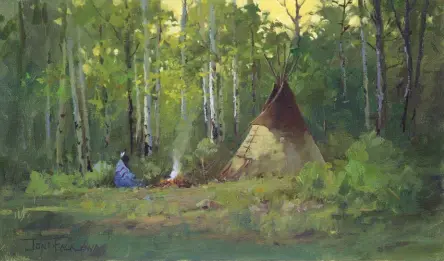  ??  ?? Forest Camp, oil, 6 x 12”